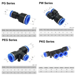 Pneumatic Fittings Pipe Connector Tube 4 5 14mm OD Hose Reducing 8 10 12mm PG PVG PEG PW PZAG Plastic Push In Air Quick Fitting