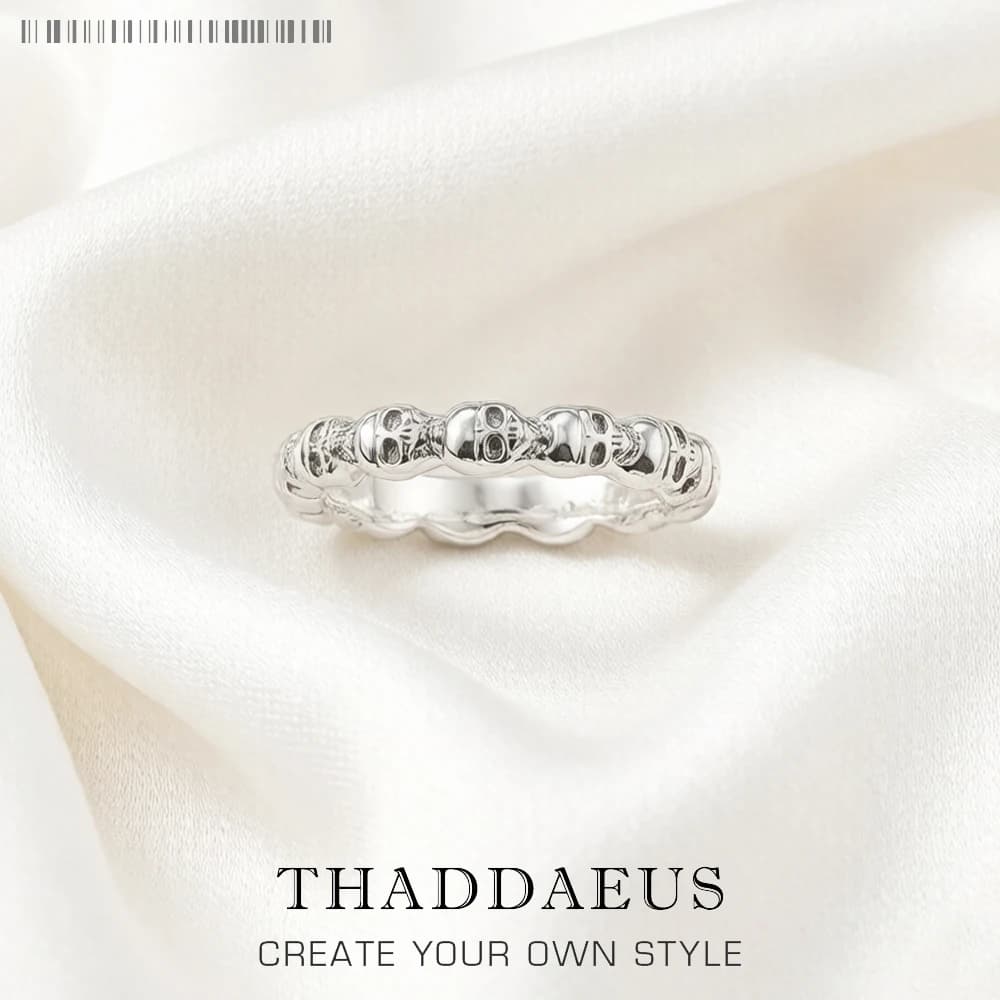 Skulls Band Ring Europe Style Rebel Street Jewelry For Women Men Spring Vintage Gift In 925 Sterling Silver