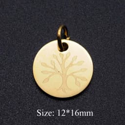 10pcs/Lot Stainless Steel Gold Color Tree of Life DIY Charms Wholesale Heart Connectors Pendant Necklace Making