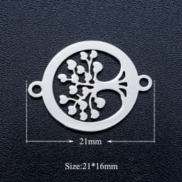 10pcs/Lot Stainless Steel Gold Color Tree of Life DIY Charms Wholesale Heart Connectors Pendant Necklace Making