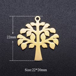 10pcs/Lot Stainless Steel Gold Color Tree of Life DIY Charms Wholesale Heart Connectors Pendant Necklace Making