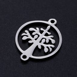 10pcs/Lot Stainless Steel Gold Color Tree of Life DIY Charms Wholesale Heart Connectors Pendant Necklace Making