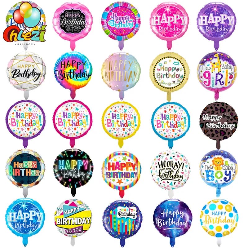7pcs 18inch Happy Birthday Foil Balloons Boy Girl Party Helium Round Ballon Baby Shower Birthday Party Decoration Kids Globos