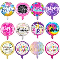 7pcs 18inch Happy Birthday Foil Balloons Boy Girl Party Helium Round Ballon Baby Shower Birthday Party Decoration Kids Globos