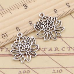 20pcs Charms Yoga Lotus Flower 22x20mm Tibetan Silver Color Pendants Antique Jewelry Making DIY Handmade Craft