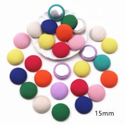 50pcs 12mm/15mm Mix Colors Fabric Covered Round Buttons Home Garden Flatback Cabochon Crafts Scrapbooking DIY