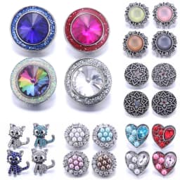 Color Crystal 18MM Snap Button Jewelry Women Fashion DIY Snap Button Bangle Necklace 5Pcs Mixed Accessories Gift Wholesale