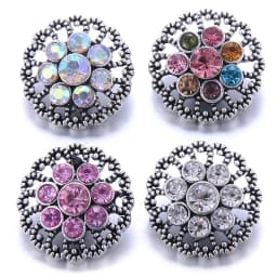 Color Crystal 18MM Snap Button Jewelry Women Fashion DIY Snap Button Bangle Necklace 5Pcs Mixed Accessories Gift Wholesale