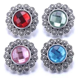 Color Crystal 18MM Snap Button Jewelry Women Fashion DIY Snap Button Bangle Necklace 5Pcs Mixed Accessories Gift Wholesale