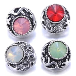 Color Crystal 18MM Snap Button Jewelry Women Fashion DIY Snap Button Bangle Necklace 5Pcs Mixed Accessories Gift Wholesale