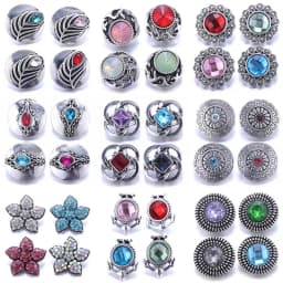 Color Crystal 18MM Snap Button Jewelry Women Fashion DIY Snap Button Bangle Necklace 5Pcs Mixed Accessories Gift Wholesale