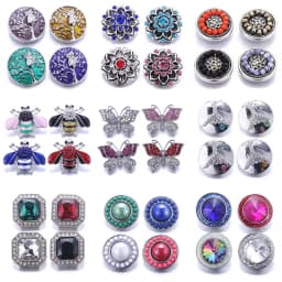 Color Crystal 18MM Snap Button Jewelry Women Fashion DIY Snap Button Bangle Necklace 5Pcs Mixed Accessories Gift Wholesale