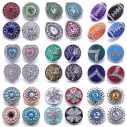 Color Crystal 18MM Snap Button Jewelry Women Fashion DIY Snap Button Bangle Necklace 5Pcs Mixed Accessories Gift Wholesale