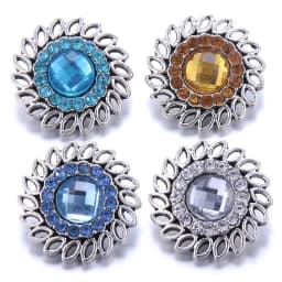 Color Crystal 18MM Snap Button Jewelry Women Fashion DIY Snap Button Bangle Necklace 5Pcs Mixed Accessories Gift Wholesale