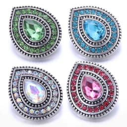 Color Crystal 18MM Snap Button Jewelry Women Fashion DIY Snap Button Bangle Necklace 5Pcs Mixed Accessories Gift Wholesale