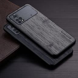 Case for Poco M4 Pro 4G 6.43' Funda Bamboo Wood Pattern Leather Phone Cover Luxury Coque for Xiaomi Poco M4 Pro Case Capa