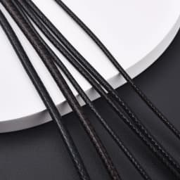 1.5mm 2mm 3mm Leather Cord Black Necklace Chain With Stainless Steel Lobster Clasp Connector Round Waxed Rope For Men Women