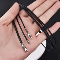 1.5mm 2mm 3mm Leather Cord Black Necklace Chain With Stainless Steel Lobster Clasp Connector Round Waxed Rope For Men Women