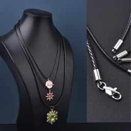 1.5mm 2mm 3mm Leather Cord Black Necklace Chain With Stainless Steel Lobster Clasp Connector Round Waxed Rope For Men Women