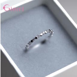 Genuine 925 Sterling Silver Star Cubic Zircon Finger Rings for Women Wedding Band Engagement Statement Jewelry