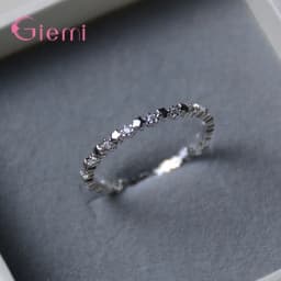 Genuine 925 Sterling Silver Star Cubic Zircon Finger Rings for Women Wedding Band Engagement Statement Jewelry