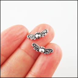 80Pcs Retro Tibetan Silver Bronze Tone Gold Silver Color Animal Wings Spacer Beads Charms 4.5x14mm