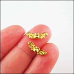 80Pcs Retro Tibetan Silver Bronze Tone Gold Silver Color Animal Wings Spacer Beads Charms 4.5x14mm