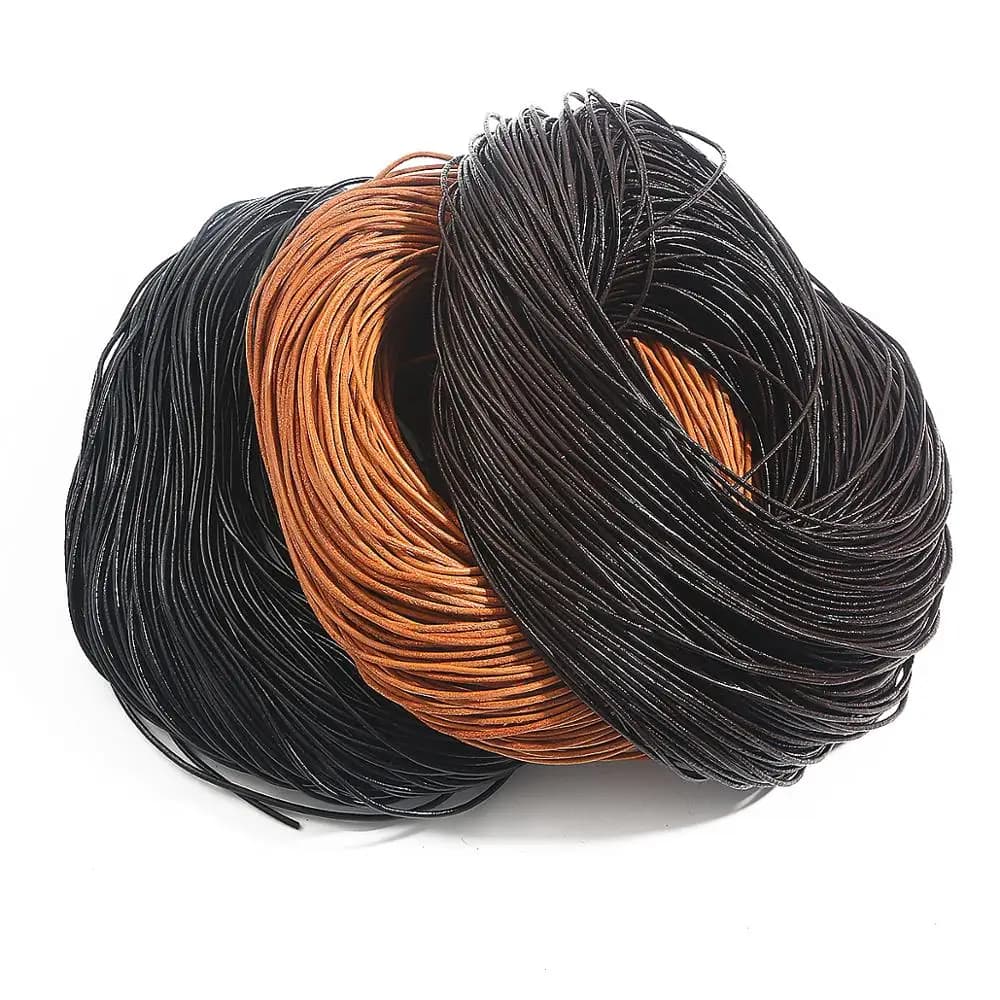 Genuine Leather Round Rope Cord Dark Brown/Nude/Black Beading Cords String Strap For DIY Sewing Woven Necklace Bracelet Supplies