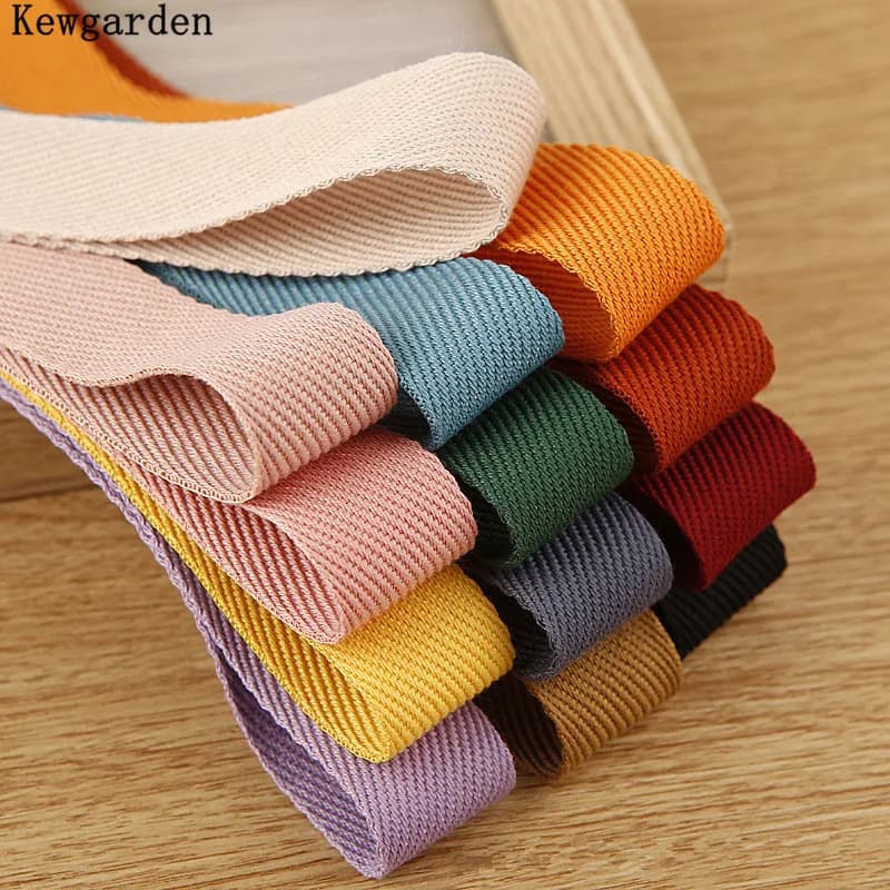 Kewgarden Twill Cotton Linen Ribbon 38mm 25mm 10mm 1" 1-1/2" Handmade Tape DIY Hairbow Accessories Packing Webbing 10 Yards