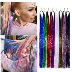 1 Pc Sparkle Shiny Hair Tinsel Hair Extensions Dazzles Women Hippie for Braiding Headdress Hair Braiding Tools Long 100cm