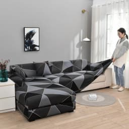 Square lattice printed couch cover sofa cover elastic slipcovers for pets chaselong protector L shape anti-dust machine washable