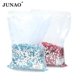 JUNAO Top Quality 100Gross SS6-SS16 SS20 SS30 Pink Red Glass Rhinestones Appliques Bulk Flatback Nail Crystal Stones for Clothes