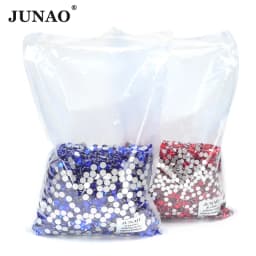 JUNAO Top Quality 100Gross SS6-SS16 SS20 SS30 Pink Red Glass Rhinestones Appliques Bulk Flatback Nail Crystal Stones for Clothes