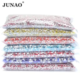 JUNAO Top Quality 100Gross SS6-SS16 SS20 SS30 Pink Red Glass Rhinestones Appliques Bulk Flatback Nail Crystal Stones for Clothes
