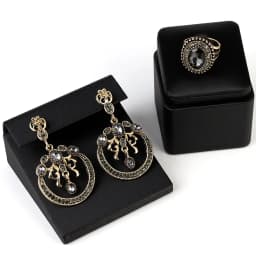 Sunspicems 2020 Bohemia Gray Crystal Wedding Jewelry Set Earring Ring for Women Antique Gold Color Turkish Vintage Party Bijoux