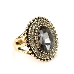 Sunspicems 2020 Bohemia Gray Crystal Wedding Jewelry Set Earring Ring for Women Antique Gold Color Turkish Vintage Party Bijoux