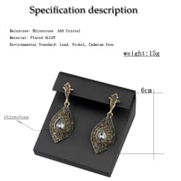 Sunspicems 2020 Bohemia Gray Crystal Wedding Jewelry Set Earring Ring for Women Antique Gold Color Turkish Vintage Party Bijoux