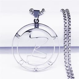 Wealth Mammon Stainless Steel Chain Necklaces for Women/Men Silver Color Round Pendant Necklace Jewelry Bijoux N3780S03