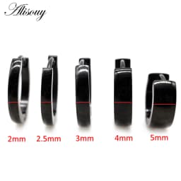 Alisouy 2pcs Small Hoop Earrings Women Men Circle Round Clip Earrings High Polish Stainless Steel Ear Piercing Bijoux Jewelry