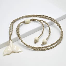 NGX039 Man Jewelry New Zealand Maori Tribes Pendant Natural Bone Whale's Tail Hemp Rope Weaving Beach Leisure Surfing Necklace