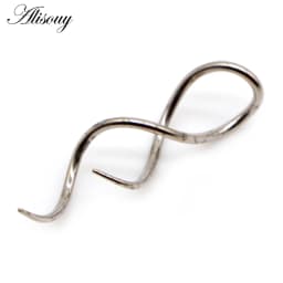 Alisouy 2pcs Punk Stainless Steel 8-shaped twist Dangle Men Women Ear hook Earrings Fake Ear expander Piercing Body Jewelry