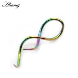 Alisouy 2pcs Punk Stainless Steel 8-shaped twist Dangle Men Women Ear hook Earrings Fake Ear expander Piercing Body Jewelry