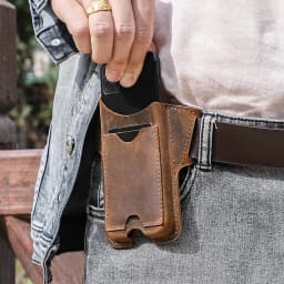CONTACTS FAMILY 100% Nubuck Leather Phone Waist Case Bag Men Cellphone Loop Holster Belt Pouch for iPhone 16 15 14 Pro Max Mini