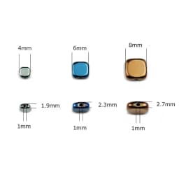 BTFBES 4/6/8mm Natural Hematite Stone Gold Color Purple Green Flat Square Loose Beads For Jewelry Charms Making DIY Accessories