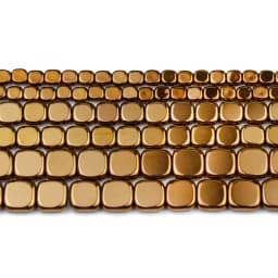 BTFBES 4/6/8mm Natural Hematite Stone Gold Color Purple Green Flat Square Loose Beads For Jewelry Charms Making DIY Accessories