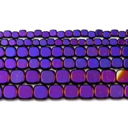 BTFBES 4/6/8mm Natural Hematite Stone Gold Color Purple Green Flat Square Loose Beads For Jewelry Charms Making DIY Accessories