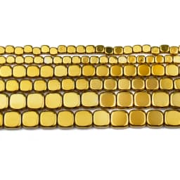 BTFBES 4/6/8mm Natural Hematite Stone Gold Color Purple Green Flat Square Loose Beads For Jewelry Charms Making DIY Accessories
