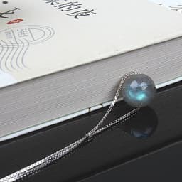 Buyee 925 Sterling Siver Bead Stone Pendant Chain Natural Moonlight Stone Necklace for Women Fashion Party Fine Jewelry Chain