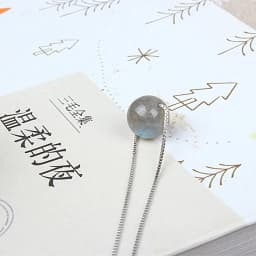 Buyee 925 Sterling Siver Bead Stone Pendant Chain Natural Moonlight Stone Necklace for Women Fashion Party Fine Jewelry Chain
