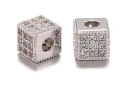 6*6mm Cube micro pave cz cubic zirconia spacer beads Brass Metal Crystal bracelet necklace for DIY making fhh3453